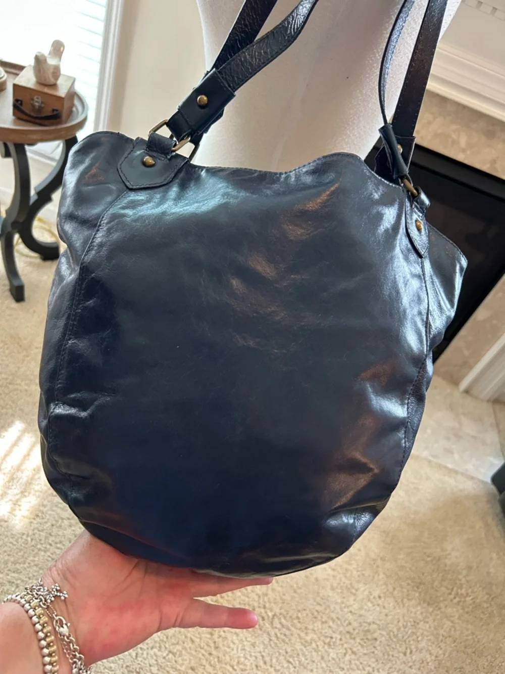 Latigo Navy Leather Tote Bag